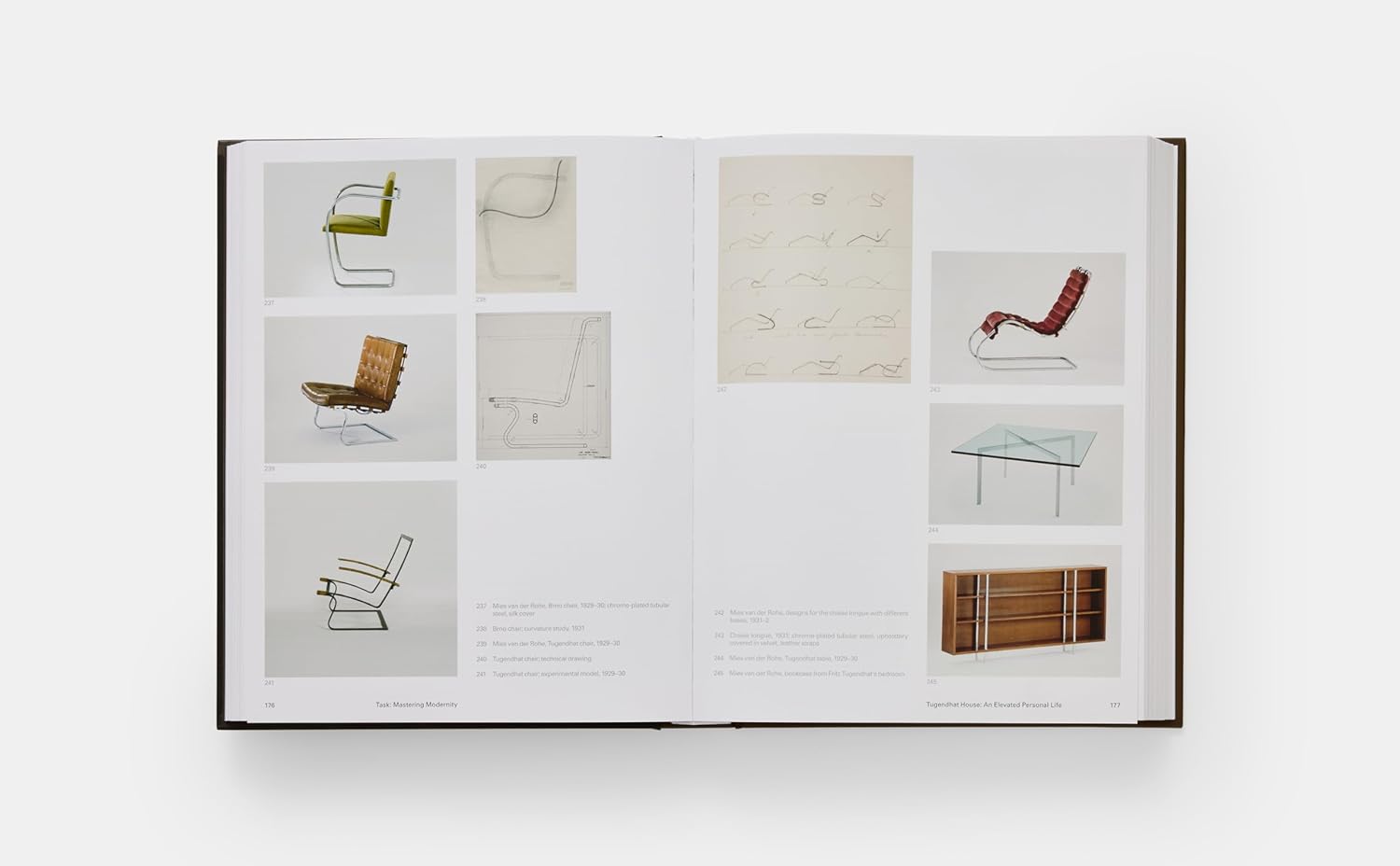 Open book displaying images of chairs on a white background