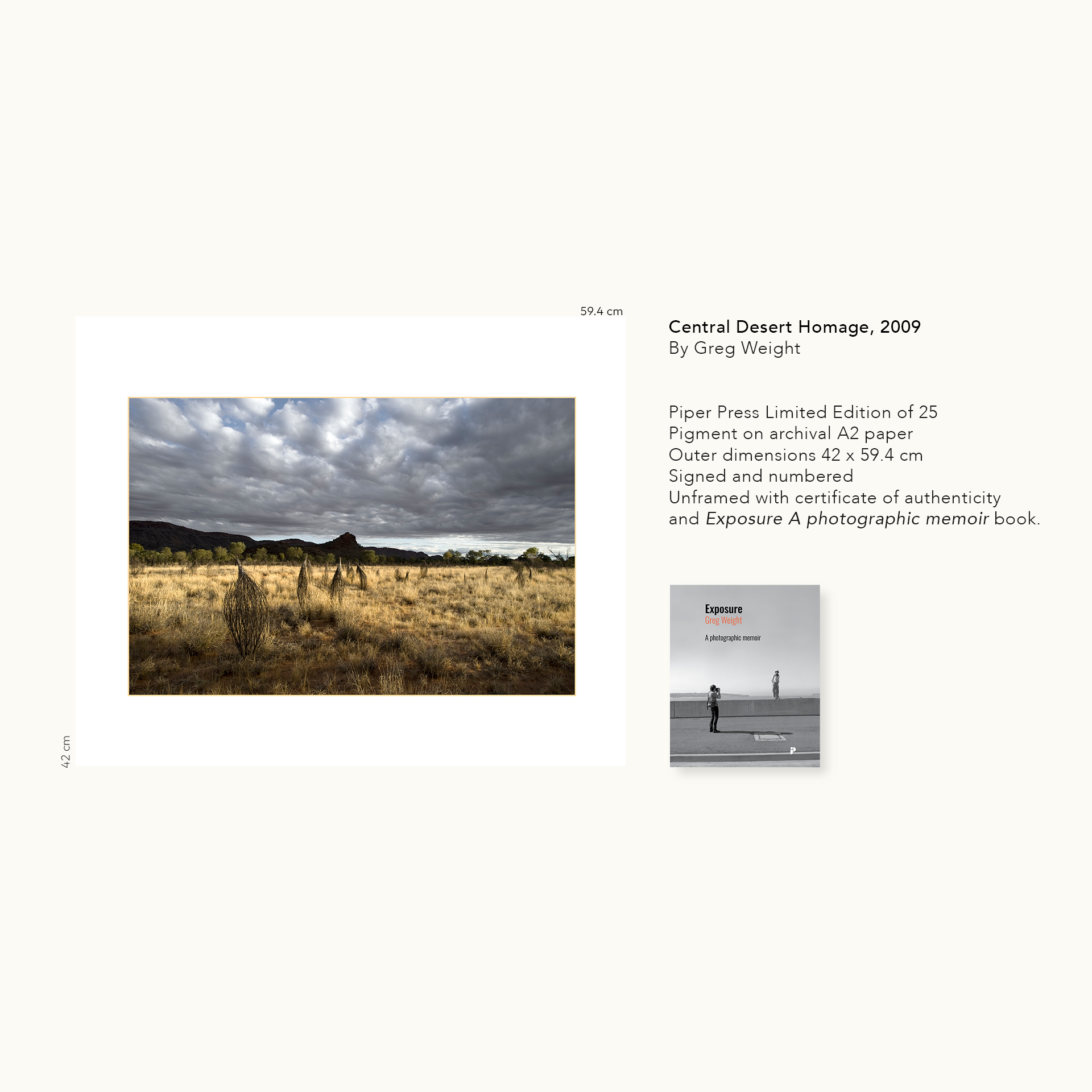 Exposure: A photographic memoir + Central Desert Homage 2009 Limited Edition Print